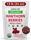 1.5 lbs (24 oz) 100% Organic Hawthorn Berries Dried Bulk | Fare Hawthorn Berry Tea | European Wildcrafted Berries | Fare il tè benessere per il supporto cardiaco, pressione sanguigna e stress sollievo (il pacchetto può variare)