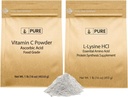 PURE ORIGINAL INGREDIENTI L-Lysine HCI e Vitamn C Polvere Bundle, 1 lb Ogni, Non OGM, Gluten Free, Integratori Dietetici