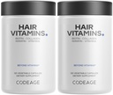 Codeage Hair Vitamins 10000 mcg Biotin, Keratin, Collagen, Vitamina A, B12, C, D3, E, Zinco, Turmerico, Probiotici, Enzimi, Inositolo - Supporto per la cura dei capelli - Pillole di supplemento per capelli sani - 2 Pack
