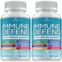 8 in 1 Supporto di difesa immunitaria, Integratore di vitamine dell'immunità Booster con zinco 50mg, Vitamina C Elderberry Vit D3 5000 IU, Curcumina e Ginger, Echinacea - Rilievo di allergia per bambini adulti (2 Confezione)