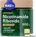 Liposomal Nicotinamide Riboside, NAD Supplemento per Antiinvecchiamento, Energia, Focus, 900mg NAD+ Supplemento, Resveratrolo & Quercetin, -50 Day Supply, 100 Capsule