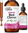 Gocce di estratto di chiodo rosso e biologico - Supplementi di menopausa per le donne - 600 mg Tintura di Clover rosso liquido - Alimentazione 1-Month - Trifolium Pratense Blossom - Sugar & Alcohol-Free - 2 oz