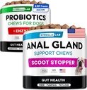 Probiotici + Anal Gland Support Dogs Bundle - Enzimi digestivi & Prebiotici - Allergia, Diarrea, Costipazione & Scoot Treatment - Supplemento fibra per la digestione, Gut Health & Immunity - Made in USA