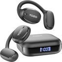 Auricolare aperto TOZO Auricolare aperto cuffie Bluetooth, 80Hrs Earbud wireless tempo di riproduzione con occhielli, display digitale, 32 modalità EQ, chiamata chiara, confortevole Indossare, Sweat-Proof per l'esecuzione di allenamento nero