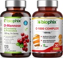 biophix D-Mannose Plus Mirtillo Probiotici 1000 mg 120 Vcaps - Vitamina C-1000 30 Compresse - Supporta la vescica urinaria Tratta Salute e Benessere Digestivo