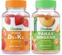Vitamina vitale D3 + Vitamina K2 + Panax Ginseng, Gummies Bundle - Grande degustazione, Integratore di vitamina, Gluten Free, OGM Free, Gomma masticabile