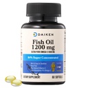 DAIKEN Mini Fish Oil 1200 mg, rTG Omega 3 1000mg, 60 Softgels, ad alto assorbimento & Burpless Fish Oil per il cuore sano, cervello e occhi secchi