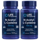 Estensione della vita N-Acetyl-L-Cysteine (NAC), risposta immunitaria, salute respiratoria, salute del fegato, NAC 600 mg, difesa antiossidante, radicali liberi, facile da assorbire - due pacchetti x 60 capsule