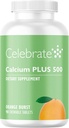 Celebrare Vitamine Calcio Plus 500 Citrato di Calcio Bariatrico con Vitamina D3 Chewable, 500 mg, Gluten-Free & Sugar-Free, Citrato di Calcio per Pazienti Bariatrici, Burst arancione, 90 conteggio