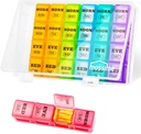 XL Large Weekly Pill Organizer 4 volte al giorno, 7-Day Pill Box AM PM, Big Compartments Pill Case, Medico mensile Organizzatore 28 giorni Dispenser per oli di pesce, Vitamin Holder Supplement