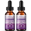 2 Imballaggio Glucosamine Chondroitin MSM Gocce liquide, supplemento di supporto congiunto per adulti uomini e donne, Quercetin Boswelia, Bromelain, supporto immunitario antiossidante (4 Fl oz)