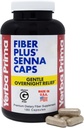Yerba Prima Fiber Plus Senna Capsules, 180 Count - Gentle Overnight Relief, USA Made, Non-GMO, per uso a breve termine per ripristinare la regolarità