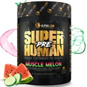 ALPHA LION Superhuman Pre Workout Powder, Beta Alanine, L-Taurine & Tri-Source Caffeina per energia e messa a fuoco, Nitric Oxide & Citrulline per pompa (21 Serve, Muscle Melon)