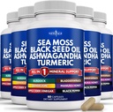 NEW AGE Sea Moss Black Seed Oil Ashwagandha Turmeric Bladderwrack Burdock - con Manuka, Miele Dandelion, ACV Black Pepper Gluten Free