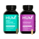 HUM Full Skin e Liver Health Supplemento da Nutrizione, Wingman e Daily Cleanse A Green Detox & Milk Thistle for Skin Care Support and Liver Health, 2 Pack Bundle, 60 Vegan Capsule