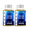 Vitamatic BCAA Gummies - Branch Catena Aminoacidi Integratori - Peach Flavor - 600mg per Serving - 60 Vegan Pectin Basato Gummies (2 Bottiglie)