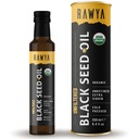 Olio di semi nero RAWYA - non filtrato - spettro completo - 8.4 fl oz - Organico freddo-Pressed, Nigella Sativa - USDA Organic - Supplemento naturale - Nero Cumin Seed Oil - Forte aroma e alta concentrazione -Glass Bottiglia