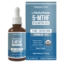 L Methyl Folate 15mg Plus Methyl B12 Cofactor – Organic Berry Flavor, High Potency Liquid Sublingual Active 5-MTHF Form - Supporta Mood, Methylation, Cognition – Bioactive Forms Vitamin B9 & B12 (1oz)