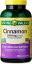 Integratore alimentare di cannella di primavera, 1000 mg, 400 Count - Integratori di cannella, Capsule di cannella, Cannella (Pack of 1)