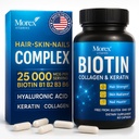 Biotin Keratin & Collagen Capsule - Made in USA - Collage naturale, Keratin & Biotin per la crescita dei capelli - Biotin & Collagen Vitamine con Peptidi Multi Collagen per la perdita dei capelli, Pelle & Nails - 60 Caps