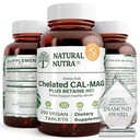 Nutra naturale Chelata Calcio Magnesio 1000/500 mg Integratori Plus Betaine HCL - Chelated Cal Mag Migliora la densità di ossa, Supporta il muscolo, denti, cardiovascolare & Nerve Salute, 250 compresse vegane