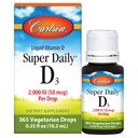 Carlson - Super Daily D3, Vitamina D Drops, 2000 IU per Drop, 1-Year Supply, Vitamina D3 Liquido, Cuore e Salute Immune, Vegetariano, Liquido Vitamina D Gocce, Non aromatizzato, 365 Gocce
