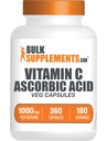 BulkSupplements.com capsule di acido ascorbico - Vitamina di acido ascorbico C 1000mg, Supplemento di vitamina C - Vegan & Gluten Free, 2 capsule per porzione, 360 Count (Pack of 1)