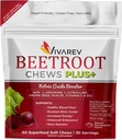 Beetroot Nitric Oxide Supplement - 1000mg Beet Powder with L Arginine, L Citrulline, Seed Extract, Niacin, Vitamina C & B12 - Beet Chews - Confezione da 60