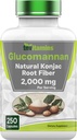 tnvitamins Glucomannan Capsule 2000 MG - 250 Count | Natural Konjac Root Fiber Extract Powder Supplement | Soluble, Dietary, & Digestive Fiber Pills | Prodotto negli Stati Uniti | Non-GMO & Gluten Free