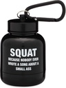 ONMYWHEY - Protein Powder & Supplement Funnel Keychain, Portable To-Go Container for The Gym, Workouts, Fitness, & Travel - TSA Approvato, Squat