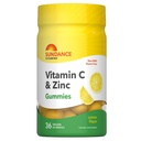 Sundance Vitamin C e Zinc Gummies | 36 Count | Limoni Flavor | Vegan, Non OGM e Gluten Free Supplement