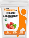 BulkSupplements.com Polvere di fragola organica - polvere di frutta da fragole biologiche - No Sugar Aggiunto & Gluten Free, 3g per porzione, 500g (1.1 lbs) (Pack of 1)