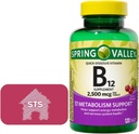 Spring Valley - Vitamina B12 Tavoli Quick-Dissolve, 2.500 mcg, Cherry Flavor, 120 Count + STS Sticker.