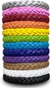 Braccialetti respinti della zanzara del pacchetto 12, il colore solido individualmente ha strappato in pelle Insetto & Bug bande di polso respinte per i bambini e gli adulti di pesca di campeggio all'aperto