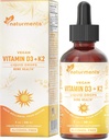 Naturments Vitamin D3 con K2 Gocce Liquide (come Lichen) +K2 Complesso: per Bone e Heart Health Formula Supporto e Energia Immune - Assorbimento Più veloce Non OGM, Vegan Alcohol-Free, Sugar-Free 1 Fl Oz