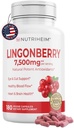 Polvere di Lingonberry 7500mg per tratto urinario, circolazione del sangue, salute del fegato, salute degli occhi, supporto antiossidante - Pure 5:1 Ratio & 180 Veggie Capsule - Non-GMO, senza glutine, Vegan-Friendly Supplement