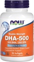 NOW Integratori alimentari, DHA-500 con 250 EPA, Distillato molecolare, Supporta la salute del cervello*, 90 Softgels