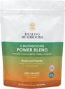 5 Mushrooms Power Bland, Polvere organica con Lions Mane, Reishi, Cordyceps, Turchia Tail, Chaga. 100 grammi