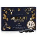 Pure Shilajit Resina Gocce Asciugate - Alta potenza, Grado A, 100% Pure con Acido Fulvico & 85+ Minerali Trace per un migliore Metabolismo Energetico & Supporto Immune | 60 Tabelle facili da portare per uomini e donne