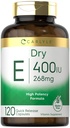 Carlyle Dry Vitamin E | 400 IU (268mg) | 120 capsule | Formula ad alta potenza | Non OGM e Gluten Free