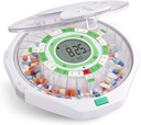 Live Erogatore automatico di pillole di 28 giorni Frosted Lid con display LCD aggiornato e chiave di blocco, suono e luce per le prescrizioni, farmaci, vitamine, integratori e altro ancora