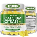Calcium Citrate Gummies 1200mg con vitamina D3 K2, Integratori di calcio masticabili per le donne e gli uomini, Supporto ad alta potenza B0ne, Te*th, Forza e salute immunitaria, Mango Flavor, Non-OGM, Sugar Free, 120 Ct