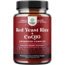 Riso di lievito rosso con CoQ10 Supplemento - Advanced Healthy Heart & Healthy Cholesterol Levels Formula per gli uomini e le donne - Capsule Extra di Forza con Riso di lievito rosso 1200 mg con CoQ10-60 Conta