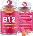 NEVISS Vitamina B12 10000 mcg (metil B12) Gummies con vitamina D3, B9 Vitamin Folate, Vitamina C, per l'energia Boost & Metabolismo, Sistema nervoso, Forte Bone, Supporto immunitario, Basso zucchero, 120 Conte