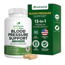 Integratore di supporto per la pressione sanguigna Nutravive – Supporto naturale per il cuore e la circolazione con Hawthorn, Aglio, Foglia di Oliva, Hibiscus & B12 – USA Made, GMP Facility - 90 Capsule