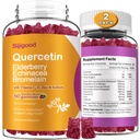 2 Pacchetti Quercetin con Bromelain Gummies, Elderberry, Echinacea, Vitamina C D Zinc - Supporto del sistema immunitario 120 conteggi Pure Quercetin Integratori Gummies per Bambini & Adulti