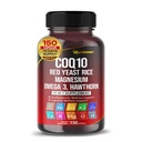 Coenzima Q10 (Ubiquinone) Rosso lievito di riso biancospino Omega 3 vitamina C Niacina Zinco Vitamina K2-150 capsule