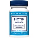 La vitamina Shoppe Biotin 5000MCG, il supporto al metabolismo nutriente per i capelli vibranti sani, la pelle sana e le unghie forti, la produzione di energia (120 capsule)