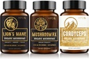 HPD Rx Organic Mushrooms Bundle | Mushroom Rx, Lions Mane & Cordyceps | per l'immunità, la mente e la salute del corpo