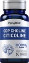 Piping Rock CDP Choline Citicoline 1000mg | 60 capsule di rilascio rapido | per gli uomini e le donne | Non OGM, Gluten Free Dietary Supplement
